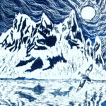 Antarctica. Antarctic Night Woodcut